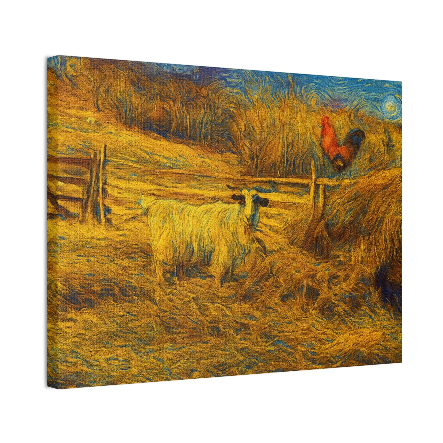 Farmhouse Canvas Wall Art - Rustic Animal Decor, Goat and Rooster Painting, Country Home, Farmhouse Style, Gift for Farmers