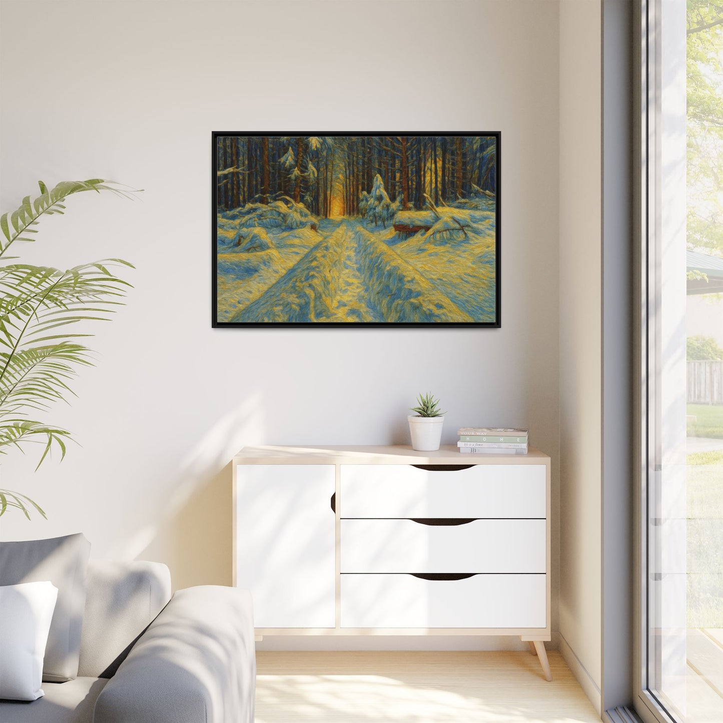 Canvas Art, Winter Landscape Wall Decor, Nature Lovers Gift, Seasonal Decor, Holiday Wall Art, Cozy Home Decoration, Framed Matte Canvas