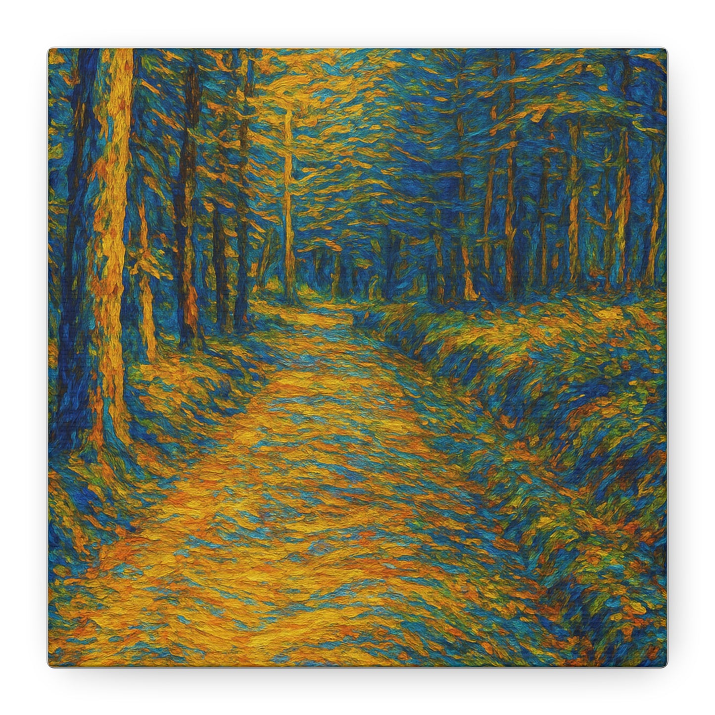 Van Gogh Style Forest Canvas Art | Nature Wall Decor, Home Office Accent, Gift for Nature Lovers, Gallery Wrapped, Living Room Wall Art