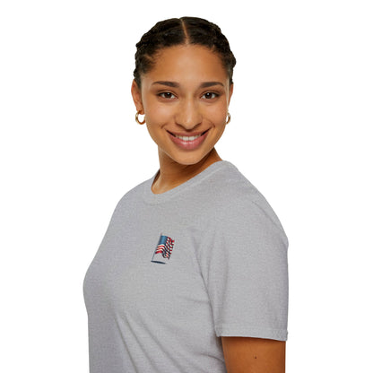 Patriotic Unisex Softstyle T-Shirt, American Flag Tee, USA Pride Shirt, Perfect for Independence Day, Casual Wear