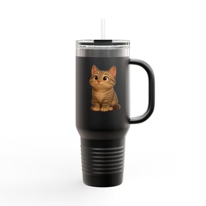 Cute Cat Insulated Travel Mug, Perfect for Pet Lovers, 40oz Coffee Cup, Travel Tumbler, Gift for Cat Lovers, Customizable Mug