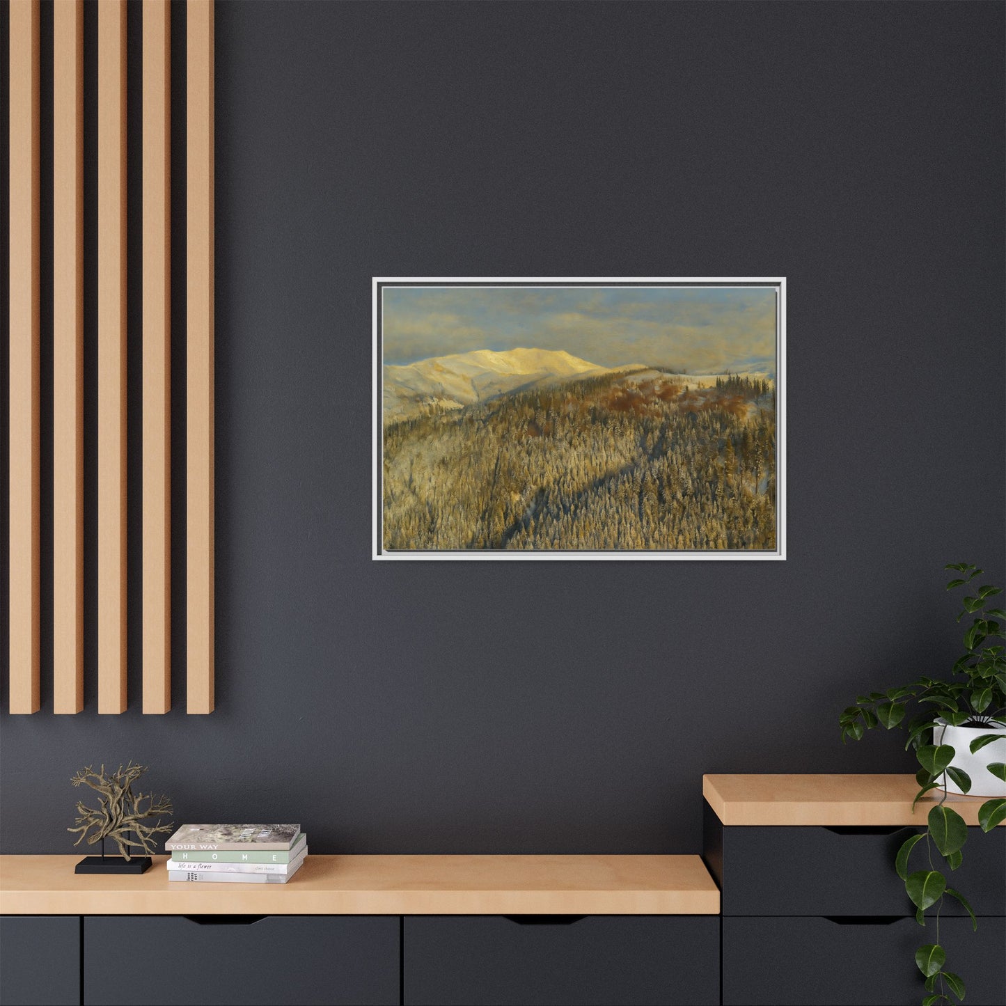 Framed Mountain Canvas Art, Perfect for Home Decor, Nature Wall Art, Gift for Nature Lovers, Cozy Atmosphere