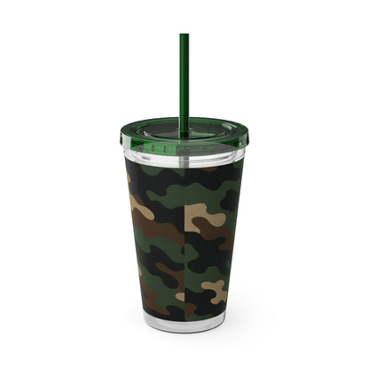 Stylish Camo Tumbler, 16oz Cup with Straw, Perfect for Outdoor Adventures, Gifts for Him, Travel Mug, Eco-friendly Drinkware, Camping
