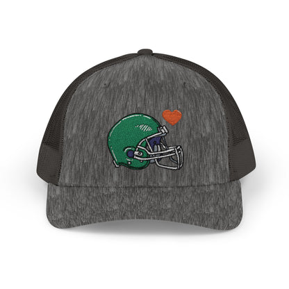 Snapback Trucker Cap with Football Heart Design - Perfect for Sports Fans, Gifts for Gamers, Casual Outings, Tailgating, and Team Spirit