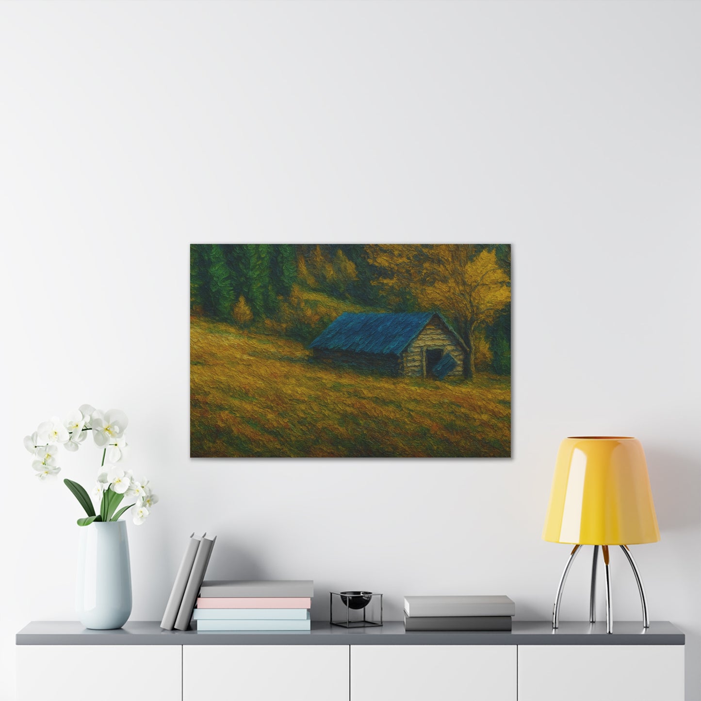 Rustic Canvas Wall Art, Nature Landscape Painting, Autumn Decor, Farmhouse Wall Art, Cozy Home Decoration
