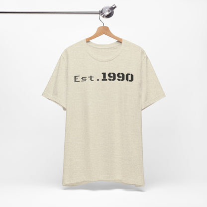 Unisex Est. 1990 Nostalgic Jersey Tee - Perfect Gift, Vintage Style, Retro Fashion, Birthday Celebration, Casual Wear