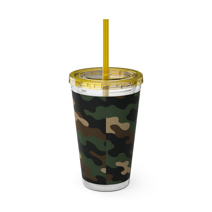 Stylish Camo Tumbler, 16oz Cup with Straw, Perfect for Outdoor Adventures, Gifts for Him, Travel Mug, Eco-friendly Drinkware, Camping