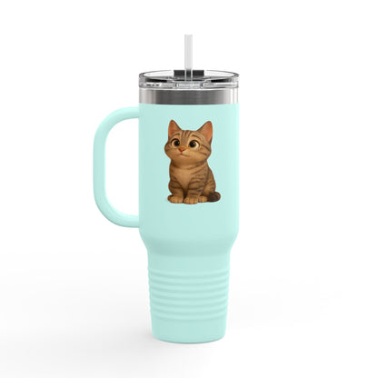 Cute Cat Insulated Travel Mug, Perfect for Pet Lovers, 40oz Coffee Cup, Travel Tumbler, Gift for Cat Lovers, Customizable Mug