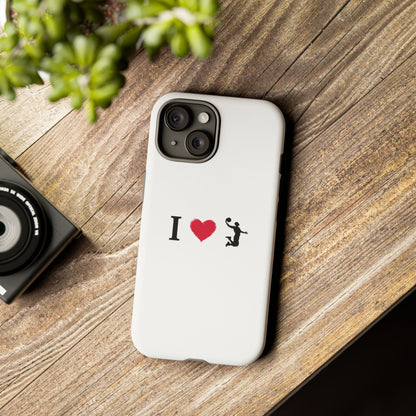 I Love Basketball Phone Case, Sporty Cell Cover, Basketball Gift for Players, Tough Cases, Love for Sports Accessories
