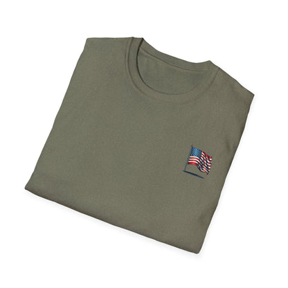 Patriotic Unisex Softstyle T-Shirt, American Flag Tee, USA Pride Shirt, Perfect for Independence Day, Casual Wear
