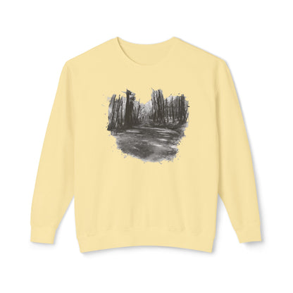 Scenic Minimalist Crewneck Sweatshirt - Cozy Art Tee for Nature Lovers, Gift for Her, Layering Essential, Perfect for Fall, Everyday Wear