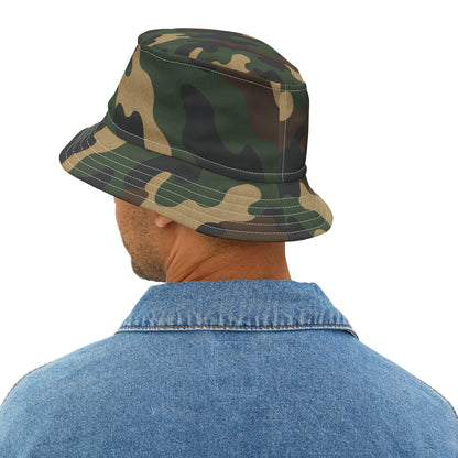 Camouflage Bucket Hat - Trendy AOP Headwear, Summer Fashion Accessory, Outdoor Adventure Cap, Unique Gift for Him/Her, Stylish Festival Hat