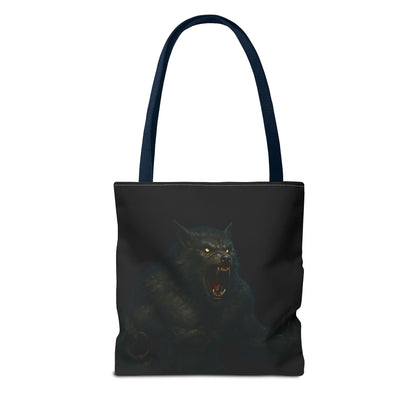 Fierce Werewolf Tote Bag, Halloween Accessories, Dark Art Tote, Animal Lover Gift, Geeky Shopping Bag