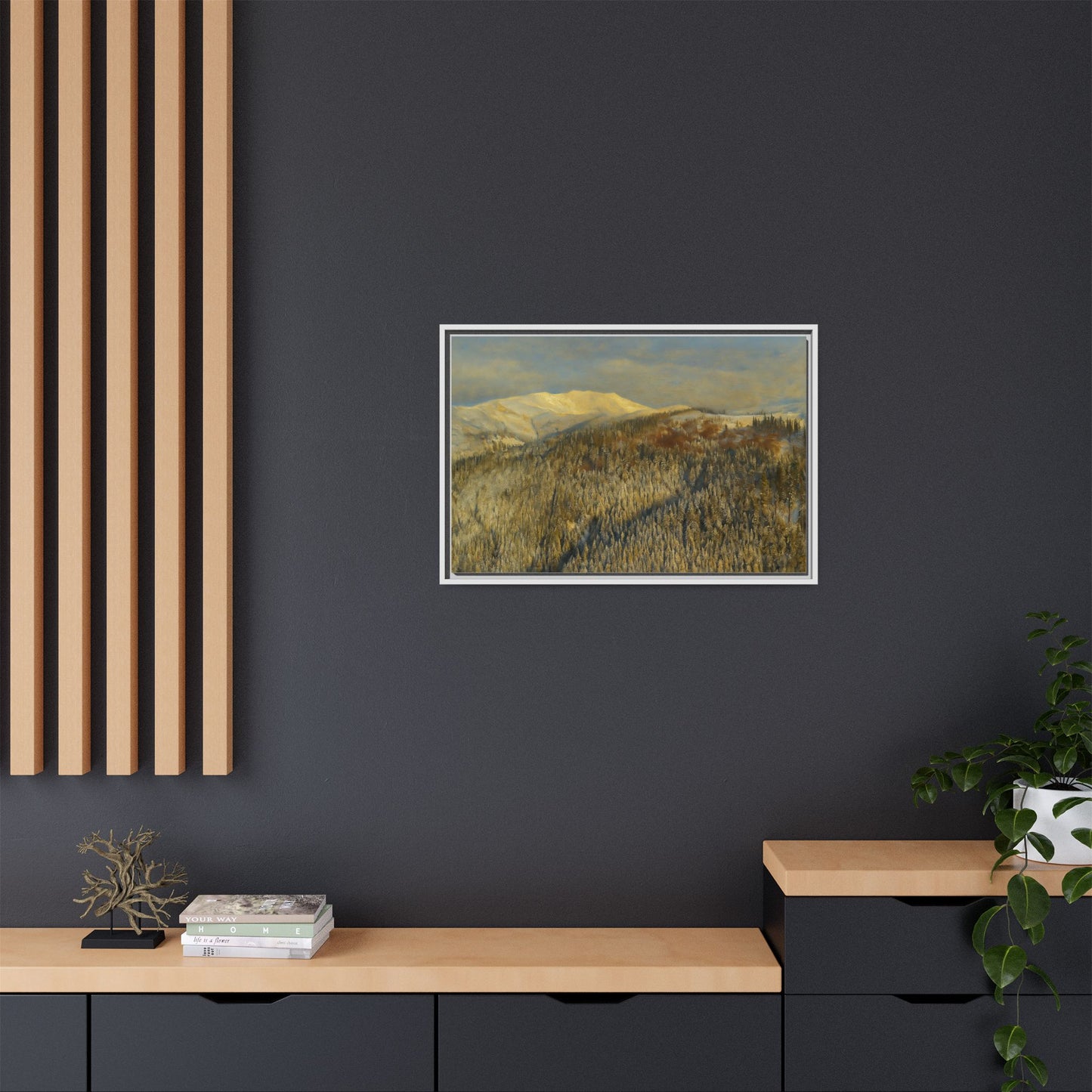 Framed Mountain Canvas Art, Perfect for Home Decor, Nature Wall Art, Gift for Nature Lovers, Cozy Atmosphere