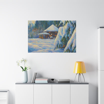 Winter Landscape Canvas Wall Art, Cozy Home Decor, Christmas Gift, Seasonal Artwork, Impressionist Style
