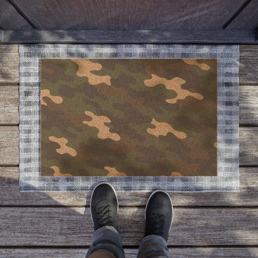 Camo Doormat | Outdoor Entrance Mat | Rustic Home Decor | Military Style Welcome Mat | Unique Gift for Veterans | Camouflage Rug - product image