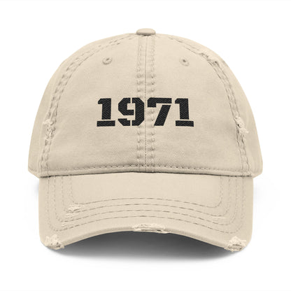 Distressed Embroidered Dad Hat, Vintage Wear, Casual Style, Gift for Dads, 1971 Cap, Father's Day Hat