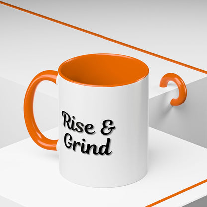Rise & Grind Coffee Mug – Motivational Black Accent Mug for Daily Inspiration