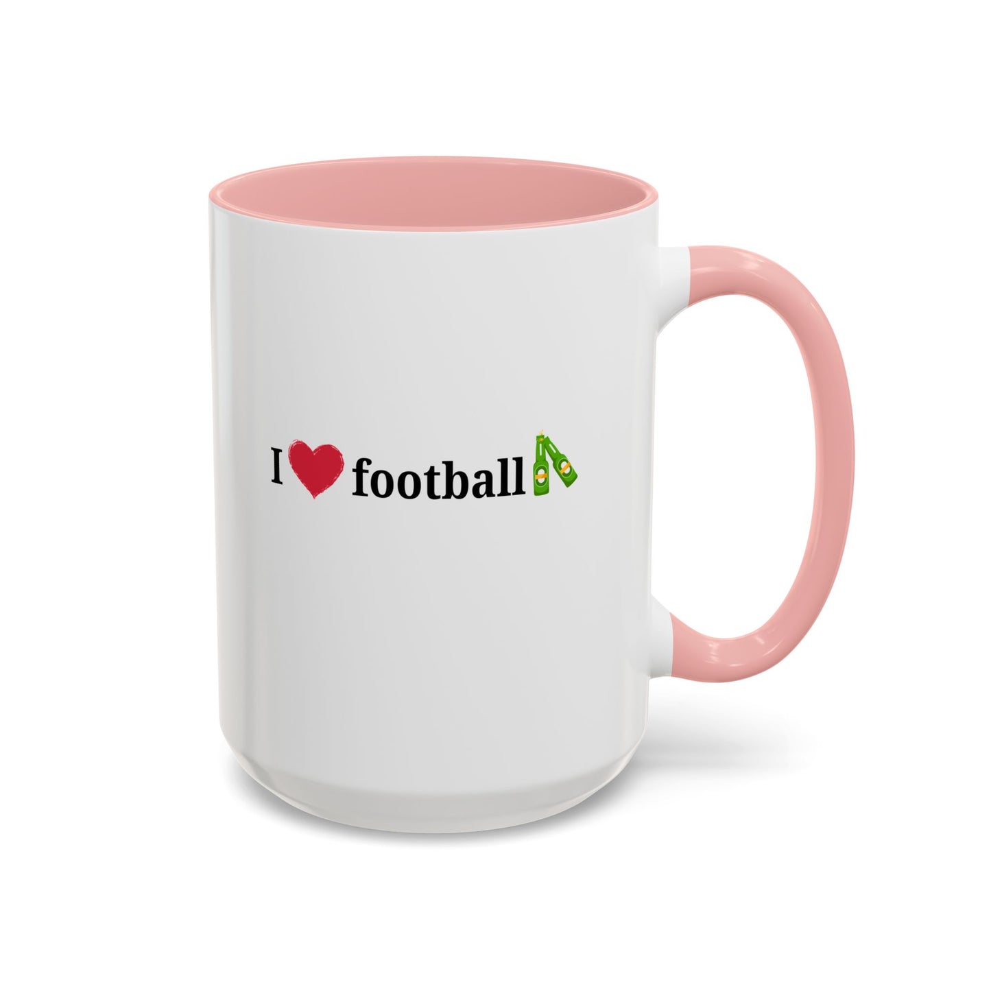 I Love Football Accent Coffee Mug, Perfect Gift for Sports Lovers, Football Enthusiasts, Unique Mug for Game Days, Home or Office Decor