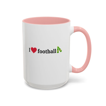 I Love Football Accent Coffee Mug, Perfect Gift for Sports Lovers, Football Enthusiasts, Unique Mug for Game Days, Home or Office Decor