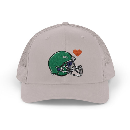 Snapback Trucker Cap with Football Heart Design - Perfect for Sports Fans, Gifts for Gamers, Casual Outings, Tailgating, and Team Spirit