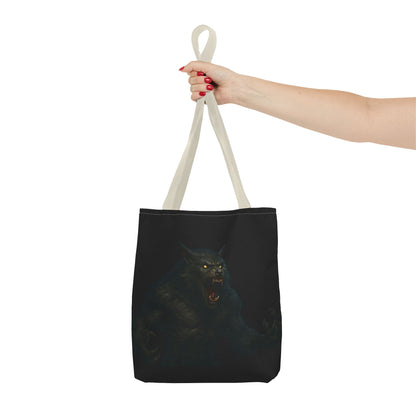 Fierce Werewolf Tote Bag, Halloween Accessories, Dark Art Tote, Animal Lover Gift, Geeky Shopping Bag