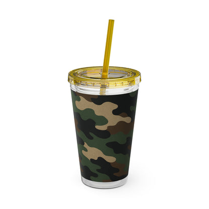 Stylish Camo Tumbler, 16oz Cup with Straw, Perfect for Outdoor Adventures, Gifts for Him, Travel Mug, Eco-friendly Drinkware, Camping