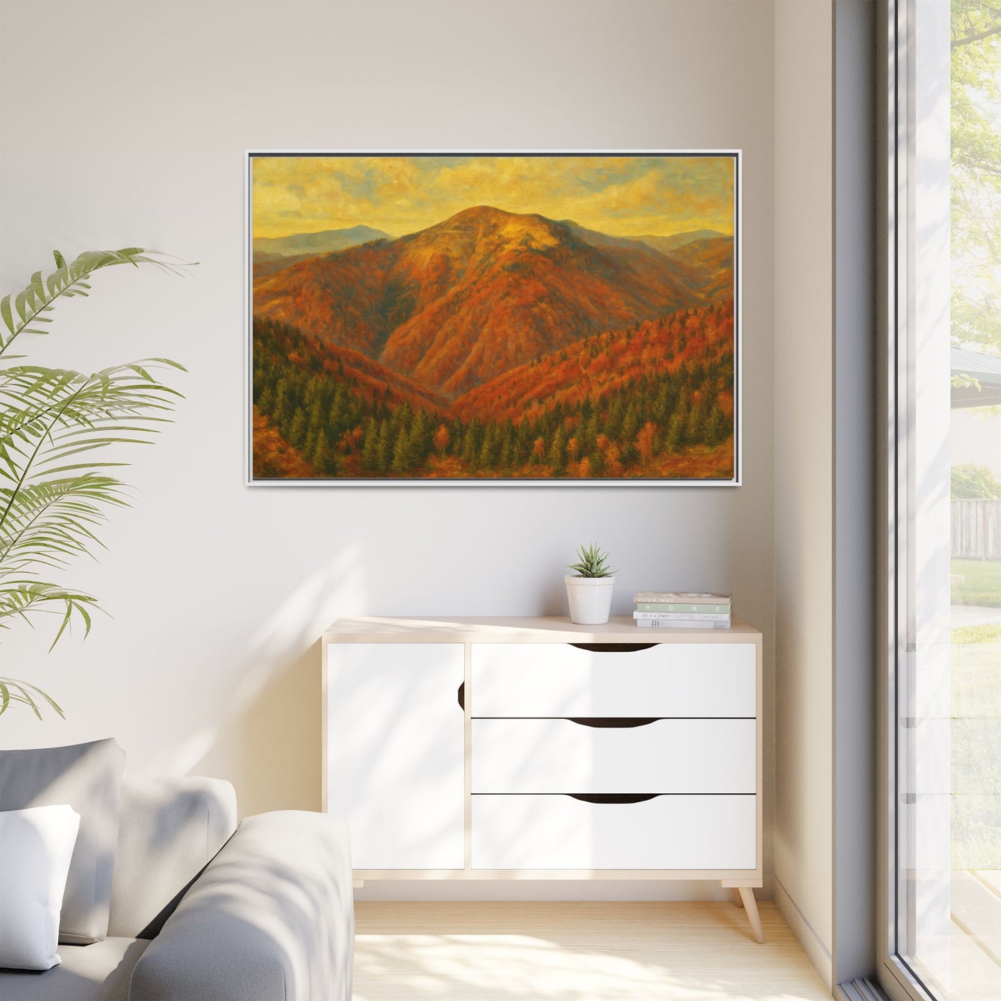 Autumn Landscape Wall Art, Cozy Home Decor, Nature Print, Framed Canvas, Fall Decorations, Gift Idea for Art Lovers