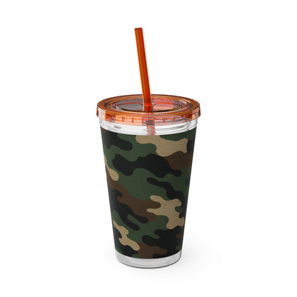 Stylish Camo Tumbler, 16oz Cup with Straw, Perfect for Outdoor Adventures, Gifts for Him, Travel Mug, Eco-friendly Drinkware, Camping