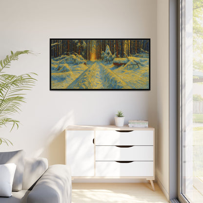 Canvas Art, Winter Landscape Wall Decor, Nature Lovers Gift, Seasonal Decor, Holiday Wall Art, Cozy Home Decoration, Framed Matte Canvas