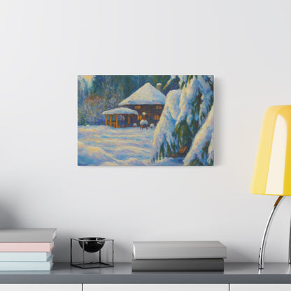 Winter Landscape Canvas Wall Art, Cozy Home Decor, Christmas Gift, Seasonal Artwork, Impressionist Style