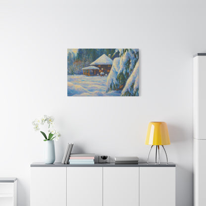 Winter Landscape Canvas Wall Art, Cozy Home Decor, Christmas Gift, Seasonal Artwork, Impressionist Style