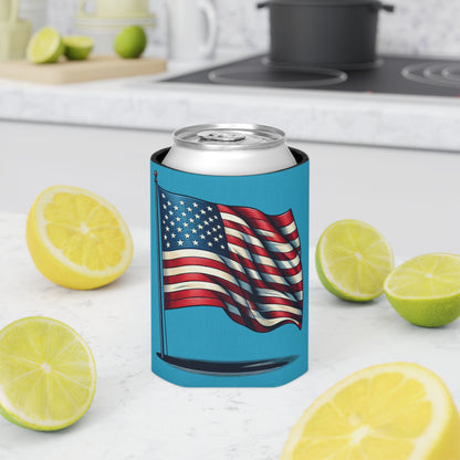 Patriotic Can Cooler, Summer BBQ Accessory, Independence Day Drink Holder, Americana Coaster, USA Party Favor