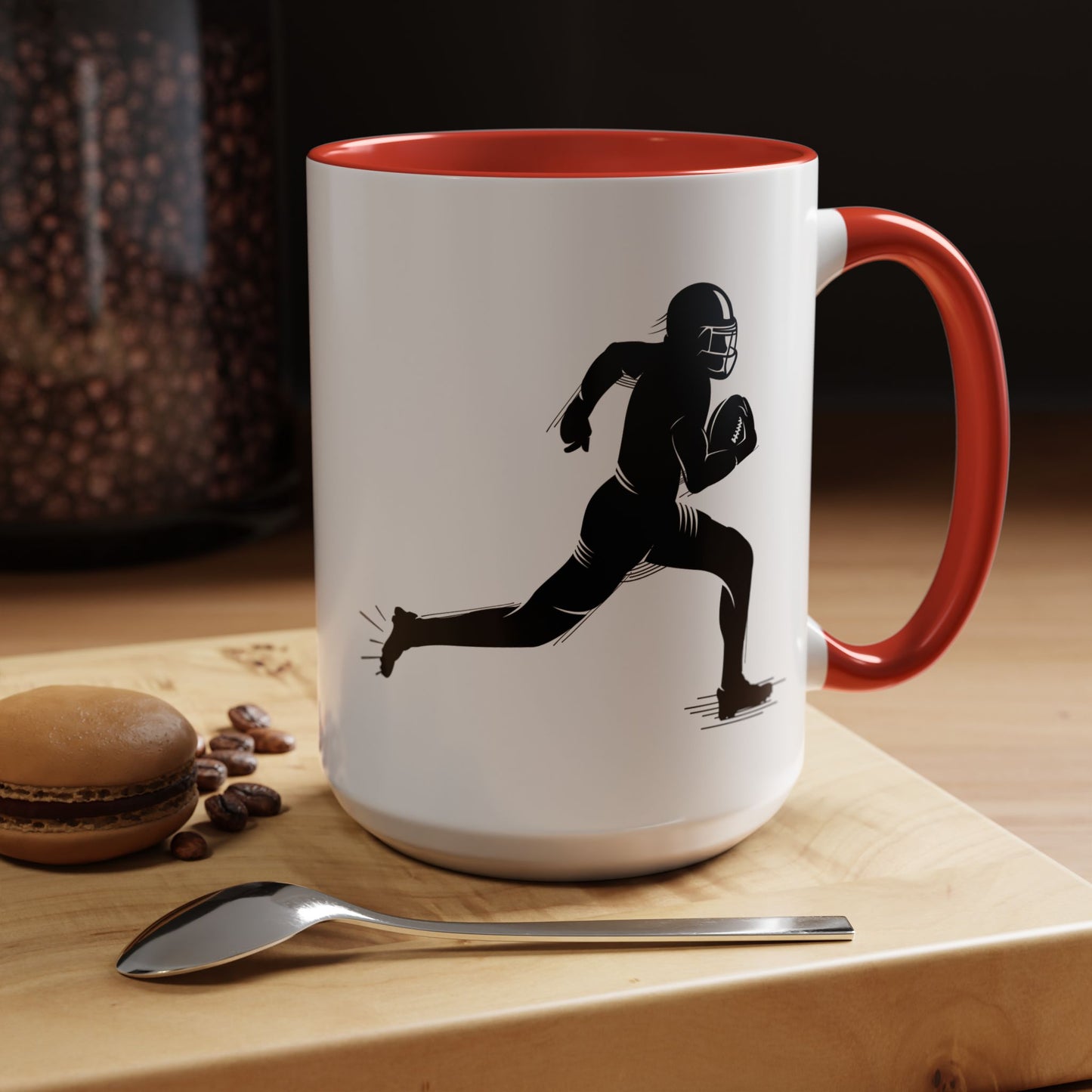Football Player Themed Accent Coffee Mug, Sports Fan Gift, Unique Mug for Athletes, Coffee Lover, Game Day Essential