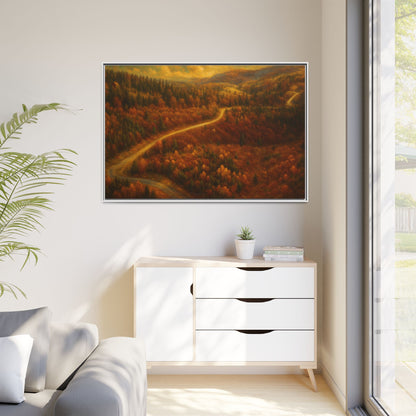 Autumn Landscape Framed Canvas Art, Cozy Home Decor, Warm Fall Vibes, Gift for Nature Lovers, Perfect for Thanksgiving