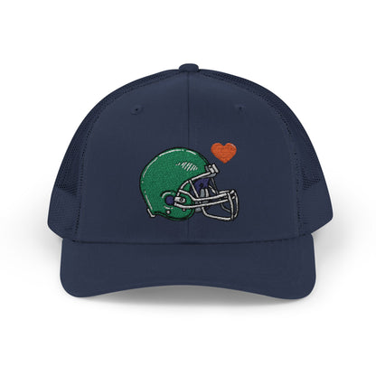 Snapback Trucker Cap with Football Heart Design - Perfect for Sports Fans, Gifts for Gamers, Casual Outings, Tailgating, and Team Spirit