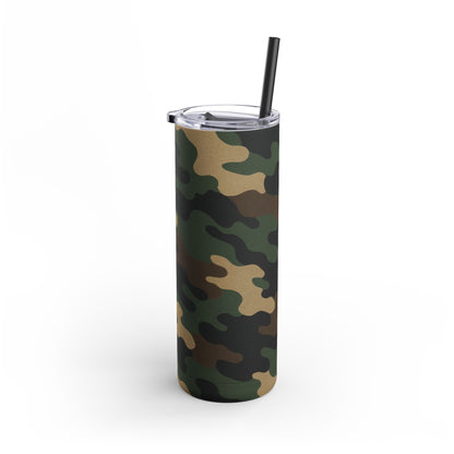 Camouflage Skinny Tumbler | 20oz Camo Travel Cup, Reusable Drinkware, Outdoor Adventure Gift, Eco-Friendly Holiday Mug