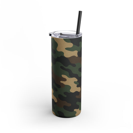 Camouflage Skinny Tumbler | 20oz Camo Travel Cup, Reusable Drinkware, Outdoor Adventure Gift, Eco-Friendly Holiday Mug