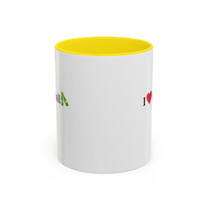 I Love Football Accent Coffee Mug, Perfect Gift for Sports Lovers, Football Enthusiasts, Unique Mug for Game Days, Home or Office Decor