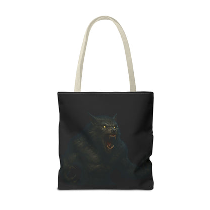 Fierce Werewolf Tote Bag, Halloween Accessories, Dark Art Tote, Animal Lover Gift, Geeky Shopping Bag