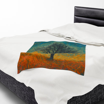 Cozy Velveteen Plush Blanket with Serene Tree Design | Comfortable Home Decor, Gift for Nature Lovers, Cozy Nights, Warmth&Style