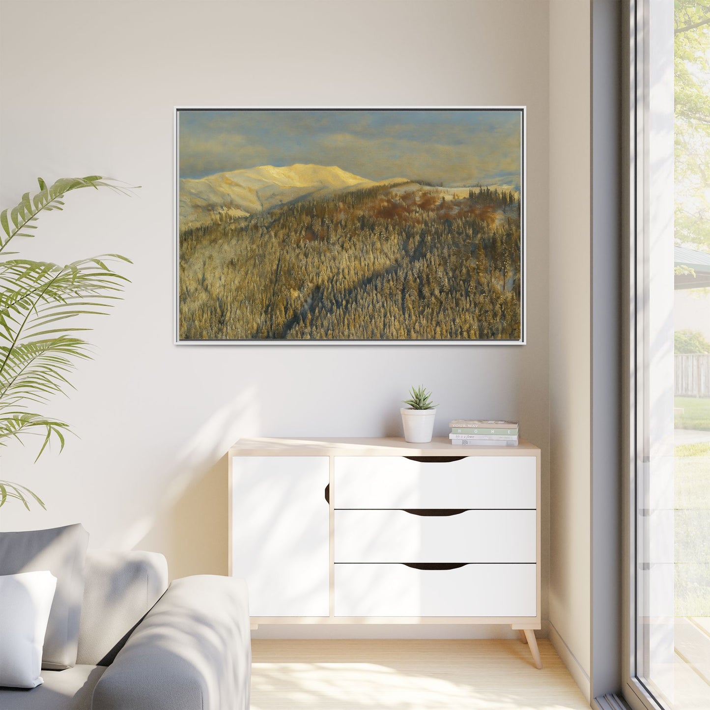 Framed Mountain Canvas Art, Perfect for Home Decor, Nature Wall Art, Gift for Nature Lovers, Cozy Atmosphere