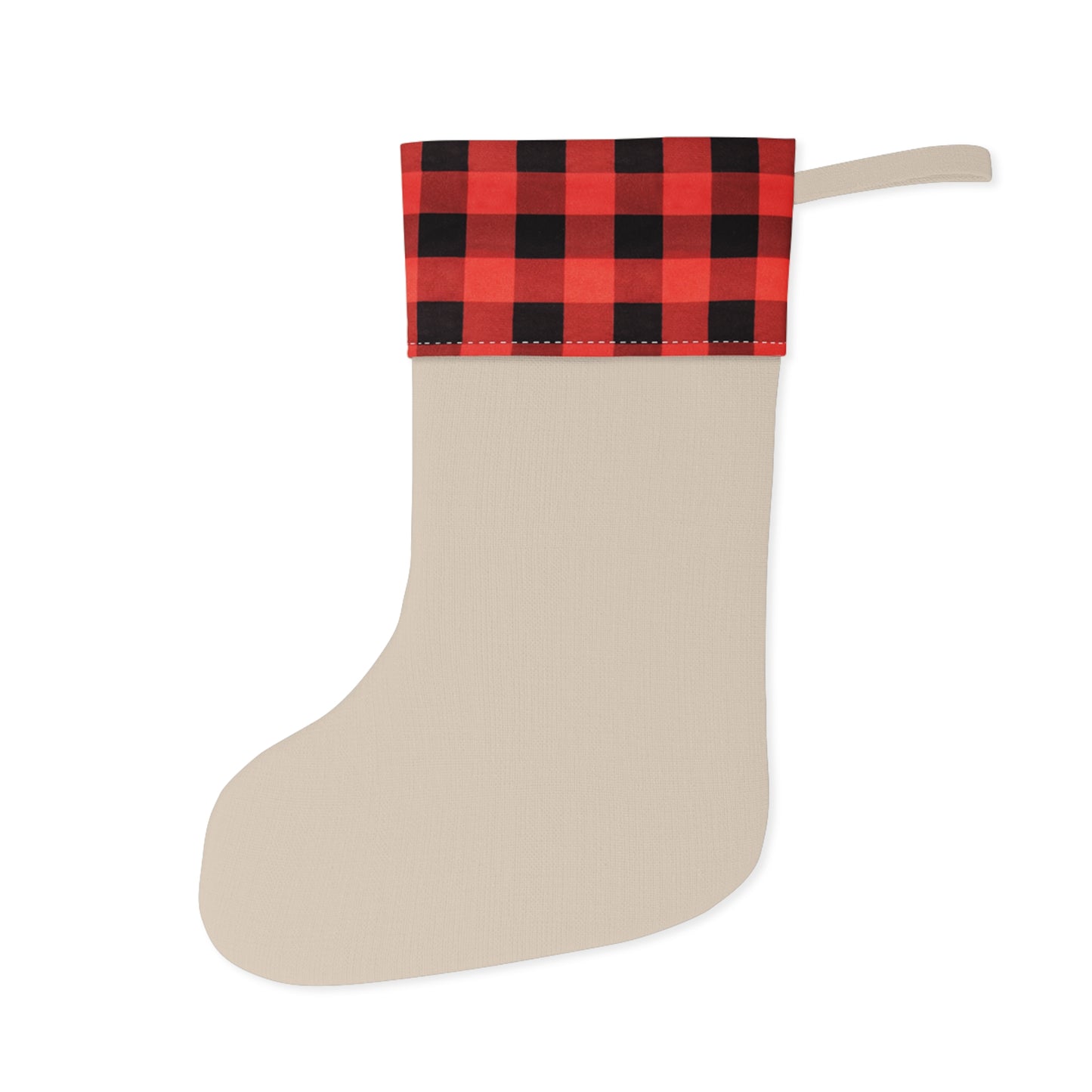 Merry Christmas Ornament & Snowflakes Christmas Stocking | Buffalo Plaid Cuff