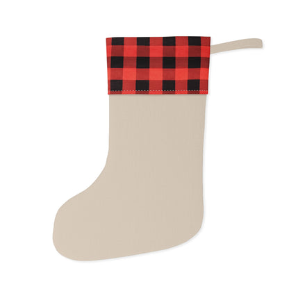 Merry Christmas Ornament & Snowflakes Christmas Stocking | Buffalo Plaid Cuff