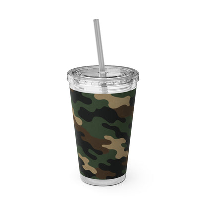 Stylish Camo Tumbler, 16oz Cup with Straw, Perfect for Outdoor Adventures, Gifts for Him, Travel Mug, Eco-friendly Drinkware, Camping