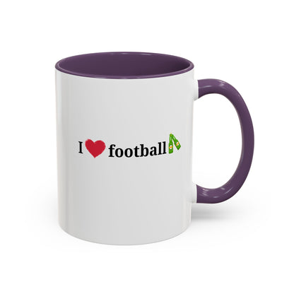 I Love Football Accent Coffee Mug, Perfect Gift for Sports Lovers, Football Enthusiasts, Unique Mug for Game Days, Home or Office Decor