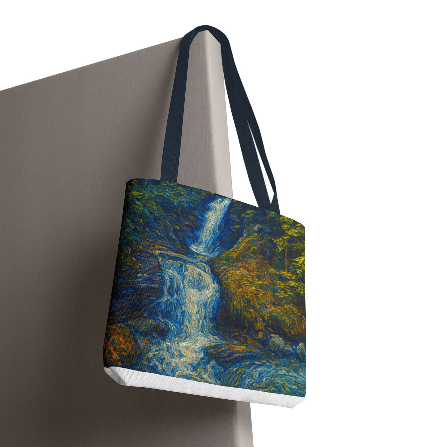 Nature-Inspired Tote Bag, Artistic Eco-Friendly Shopper, Waterfall Design, Reusable Market Bag, Gift for Nature Lovers
