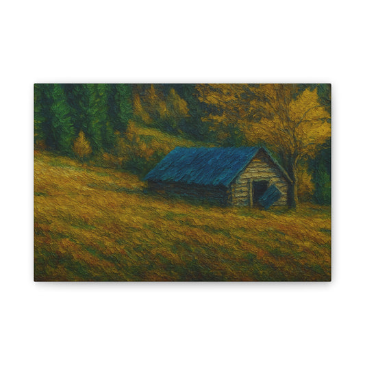 Rustic Canvas Wall Art, Nature Landscape Painting, Autumn Decor, Farmhouse Wall Art, Cozy Home Decoration - product image