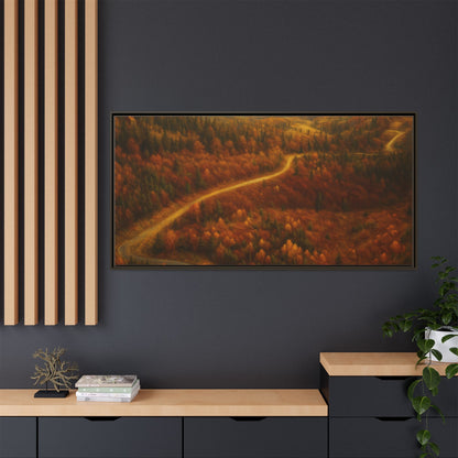 Autumn Landscape Framed Canvas Art, Cozy Home Decor, Warm Fall Vibes, Gift for Nature Lovers, Perfect for Thanksgiving