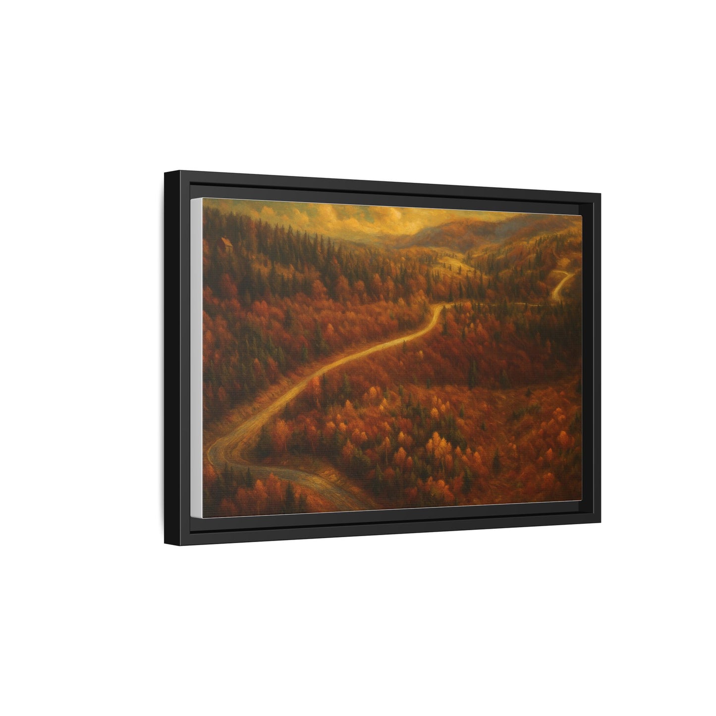 Autumn Landscape Framed Canvas Art, Cozy Home Decor, Warm Fall Vibes, Gift for Nature Lovers, Perfect for Thanksgiving